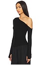 view 3 of 5 Magdaleno Long Sleeve Asymmetrical Fitted Cold Shoulder Top in Black