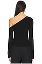 view 4 of 5 Magdaleno Long Sleeve Asymmetrical Fitted Cold Shoulder Top in Black