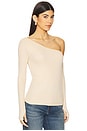 view 2 of 5 Magdaleno Long Sleeve Asymmetrical Fitted Cold Shoulder Top in Buttercream