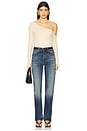 view 5 of 5 Magdaleno Long Sleeve Asymmetrical Fitted Cold Shoulder Top in Buttercream