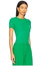 view 2 of 4 Rhea Short Sleeve Fitted Top in Chartreuse