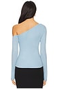 view 4 of 5 Magdaleno Long Sleeve Asymmetrical Fitted Cold Shoulder Top in Ice Blue