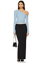 view 5 of 5 Magdaleno Long Sleeve Asymmetrical Fitted Cold Shoulder Top in Ice Blue