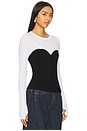 view 2 of 4 Elysia Longe Sleeve Sweetheart Tee in Black & White