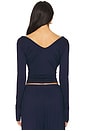 view 3 of 4 Aziel Long Sleeve Cross Front Top in Astral Navy
