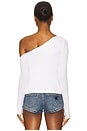 view 3 of 4 Magdaleno Long Sleeve Asymmetrical Fitted Cold Shoulder Top in White