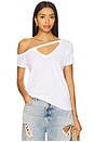 view 1 of 5 Zire Short Sleeve Asymmetrical Cold Shoulder Tee in White