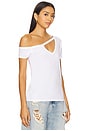 view 2 of 5 Zire Short Sleeve Asymmetrical Cold Shoulder Tee in White