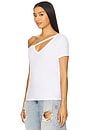view 3 of 5 Zire Short Sleeve Asymmetrical Cold Shoulder Tee in White
