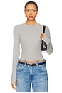 view 1 of 4 Axl Long Sleeve Crop Fitted Top in Heather Grey