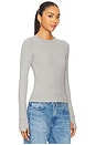 view 2 of 4 Axl Long Sleeve Crop Fitted Top in Heather Grey