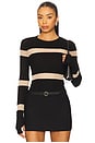 view 1 of 4 Vex Long Sleeve Fitted Top in Black & Nude
