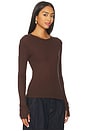 view 2 of 4 Axl Long Sleeve Crop Fitted Top in Dark Brown