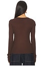 view 3 of 4 Axl Long Sleeve Crop Fitted Top in Dark Brown