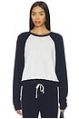 view 1 of 4 Siri Colorblock Raglan Pullover Top in Milk & Navy