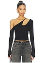 view 1 of 5 Usher Asymmetrical Longsleeve Top in Black