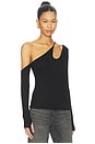 view 2 of 5 Usher Asymmetrical Longsleeve Top in Black