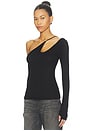 view 3 of 5 Usher Asymmetrical Longsleeve Top in Black
