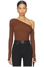 view 1 of 4 Magdaleno Asymmetrical Cold Shoulder Top in Cinnamon
