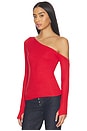 view 2 of 4 Magdaleno Asymmetrical Fitted Cold Shoulder Top in Brick