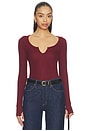 view 1 of 4 Maeve Long Sleeve Scoop Neck Top in Oxblood