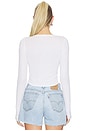 view 3 of 4 Fremont Deep V Snap Henley Top in White