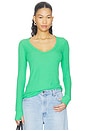 view 1 of 4 Otis Long Sleeve Fitted V-neck in Island Green