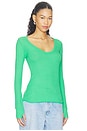 view 2 of 4 Otis Long Sleeve Fitted V-neck in Island Green