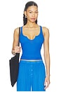 view 1 of 4 Kyler Cropped Tank With Open Slit Front in Bluebird