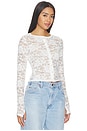 view 2 of 4 Vesca Lace Snap Front Long Sleeve in White