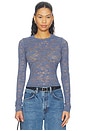 view 1 of 4 Vero Long Sleeve Fitted Lace Top in Blue Lilac