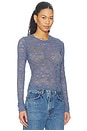 view 2 of 4 Vero Long Sleeve Fitted Lace Top in Blue Lilac
