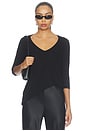 view 1 of 4 Dylan 3/4 Sleeve Draped V-neck in Black