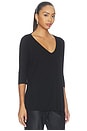 view 2 of 4 Dylan 3/4 Sleeve Draped V-neck in Black