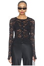 view 1 of 4 T-SHIRT DENTELLE MANCHES LONGUES ET BOUTONS-PRESSION VESCA  in Black