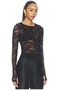 view 2 of 4 T-SHIRT DENTELLE MANCHES LONGUES ET BOUTONS-PRESSION VESCA  in Black