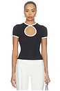 view 1 of 4 SHORTSLEEVE COLORBLOCK KEYHOLE TEE KEONI  in Black & White