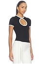 view 2 of 4 SHORTSLEEVE COLORBLOCK KEYHOLE TEE KEONI  in Black & White