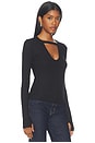 view 2 of 4 Keplin Fitted Longsleeve With Cutout Double Line in Black