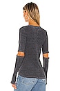 view 3 of 4 Solomon Long Sleeve Fitted Tee with Elbow Slits in Black Burnout
