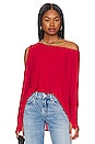 view 1 of 5 Cold Shoulder Long Sleeve in Candy Red