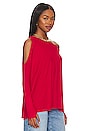 view 2 of 5 Cold Shoulder Long Sleeve in Candy Red