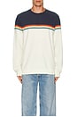 view 4 of 4 Signature Fleece Colorblock Crewneck Sweatshirt in Navy & Abbey Stone