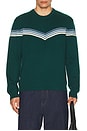 view 1 of 4 Chevron Varsity Crew Sweater in Green Cool Stripe