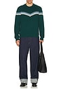 view 3 of 4 Chevron Varsity Crew Sweater in Green Cool Stripe
