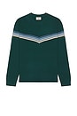 view 4 of 4 Chevron Varsity Crew Sweater in Green Cool Stripe