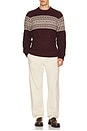 view 3 of 4 Textured Fair Isle Sweater in Burgundy