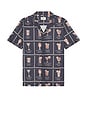 view 1 of 4 Archive Tencel Linen Resort Shirt in Navy Happy Hour Print