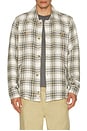 view 3 of 4 Max Herringbone Overshirt in Natural & Blue Plaid
