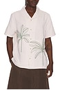 view 1 of 5 CAMISA DE RESORT EMBROIDERED in Cream & Green Palm